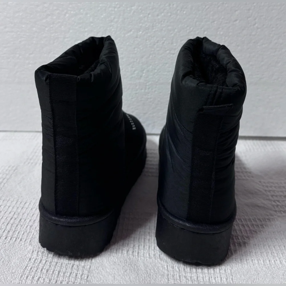 bebe Girls Black Puffer Winter Boots with Crystal Logo Sizes 1-2-3